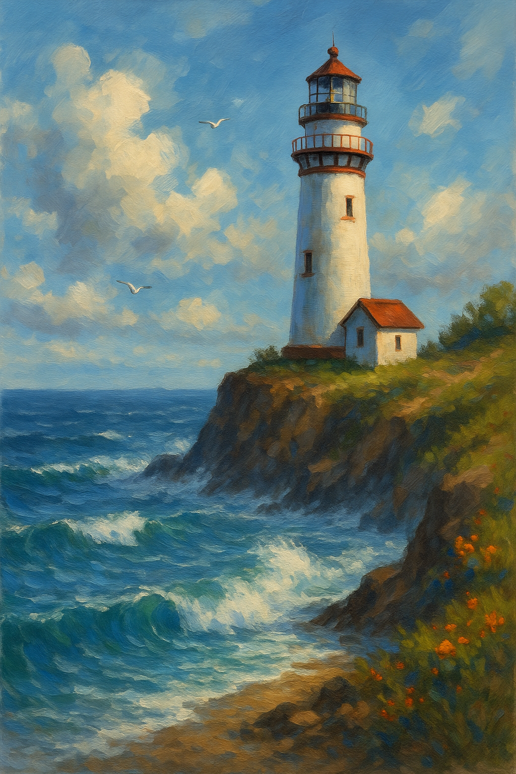 Lighthouse by the Sea – A Picturesque Coastal View